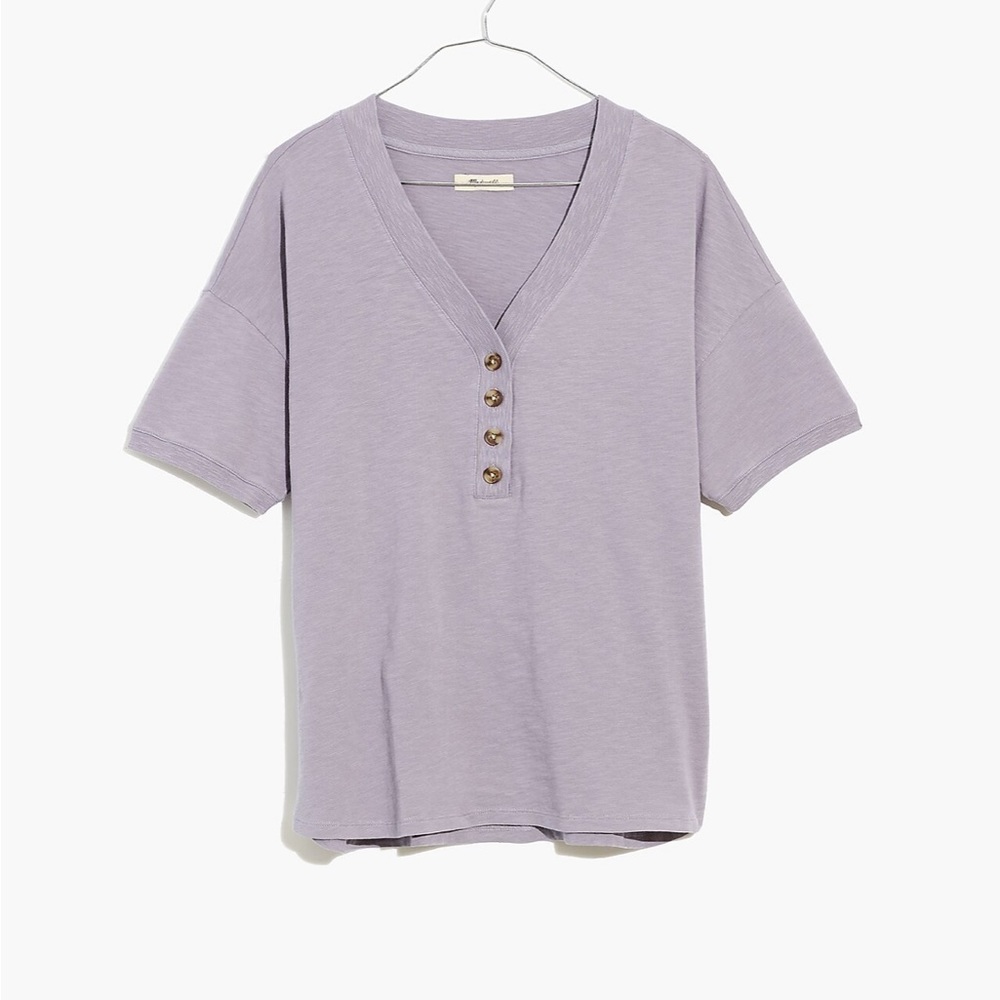 Madewell Lavender Button-Up V-Neck Women's Top